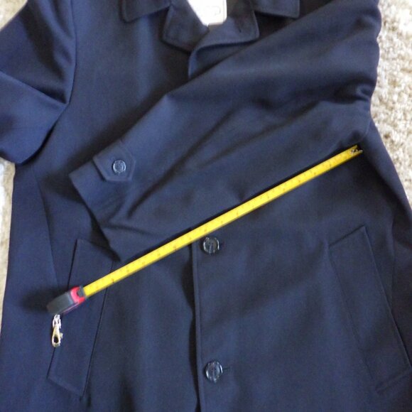Vintage London Fog Trench Coat Men's 42 T/L Navy Blue 100% Wool Jacket Formal - Picture 8 of 12